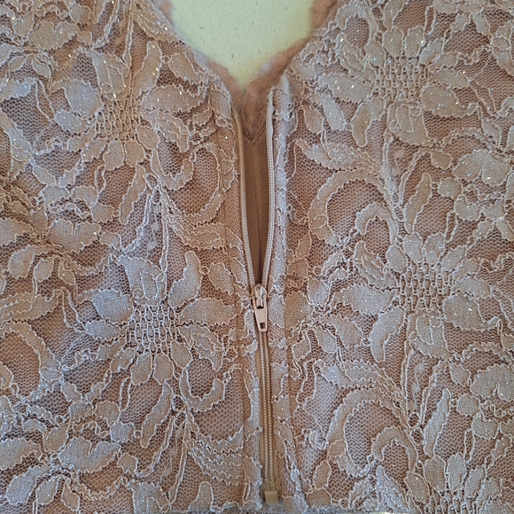 City Studio Cropped top, Pink, Sparkly with Lace and Low V neck/back - Picture 6 of 7